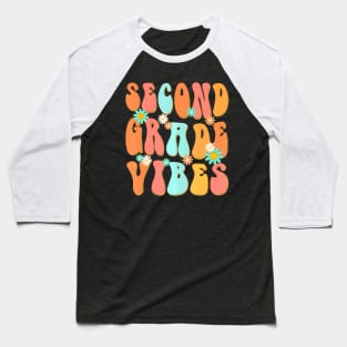 Second Grade Vibes 2Nd Grade Teacher Back To School Groovy Baseball T-Shirt